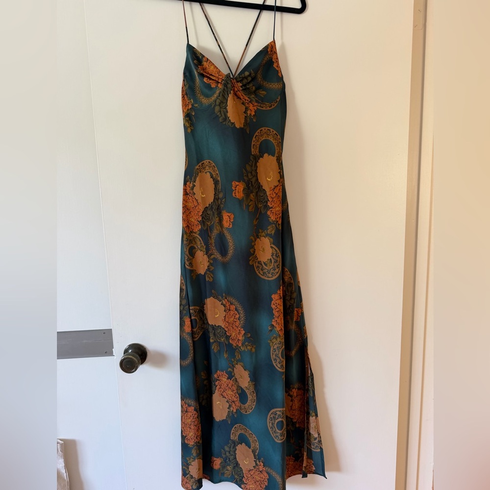 12th Tribe Teal and Orange Floral Dress